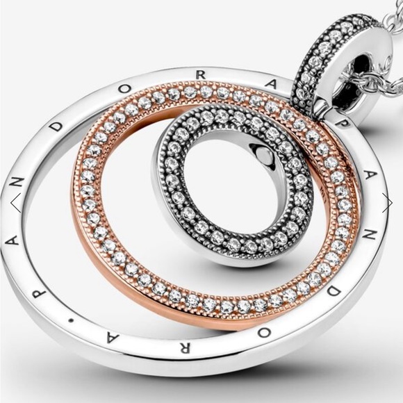 Pandora Two Tone Circles Pendant & Necklace - Picture 4 of 6